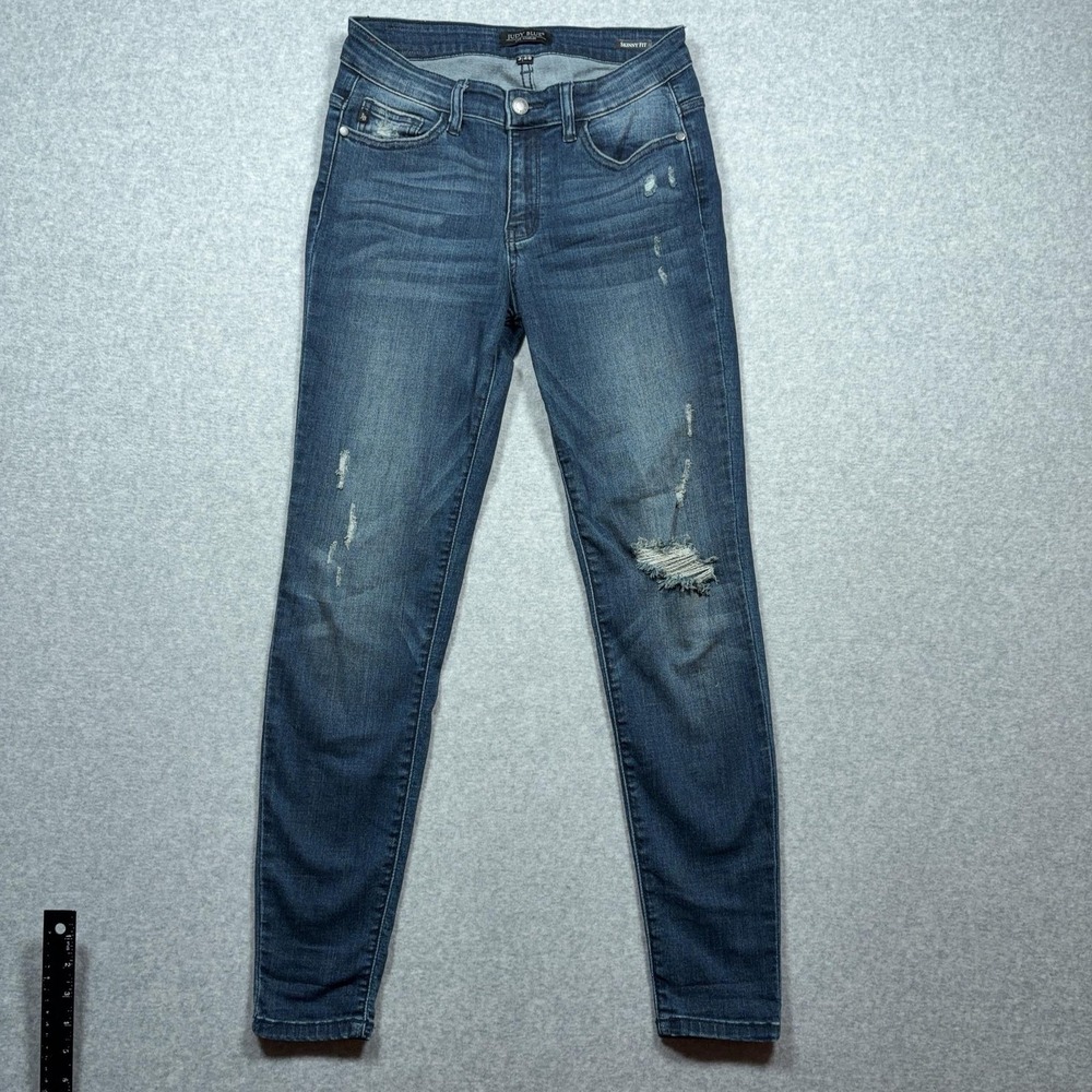 Judy Blue Jeans Womens 3/26‎ Dark Wash Distressed Skinny Stretch Denim JB82133DK